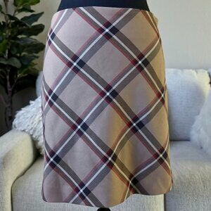 New without tags H&M Brown Red Plaid Lined Skirt Size 6 Side Zipper